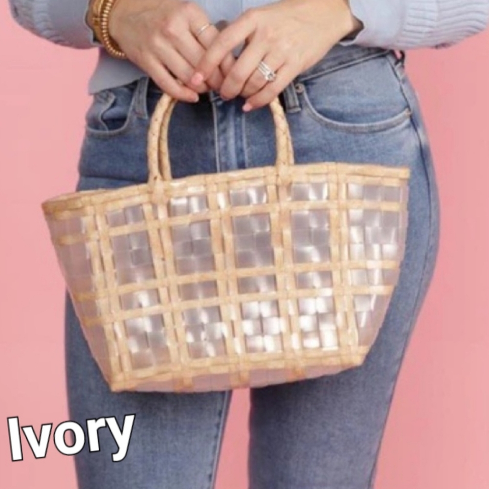 Ivory tan jelly handbag square concert festival travel NWT